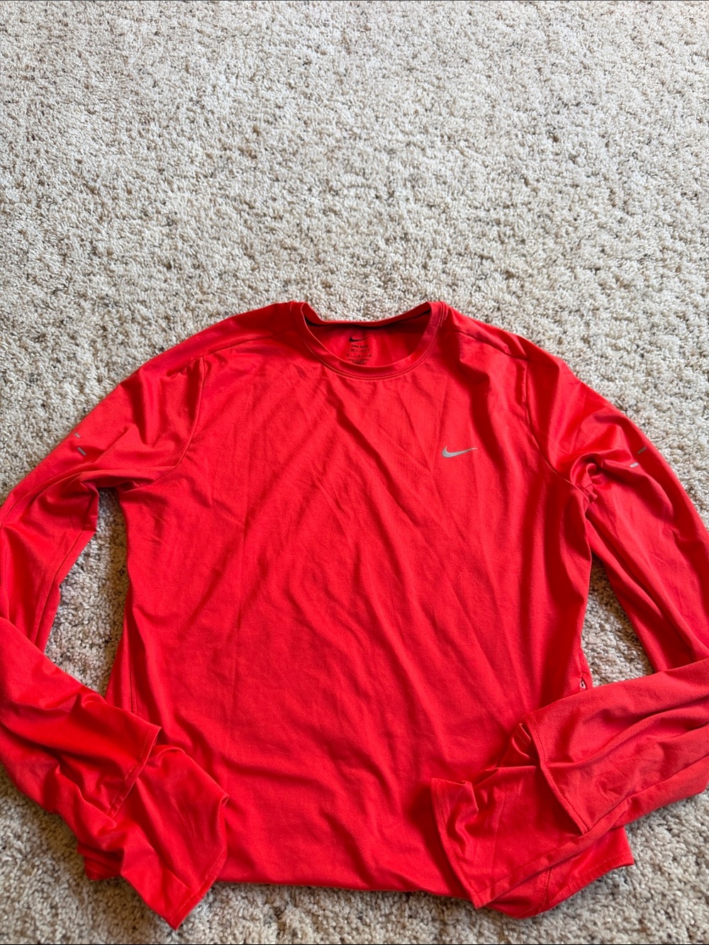 Nike Women’s Long-Sleeve Crew Shirt - Bright Red with Silver Swoosh